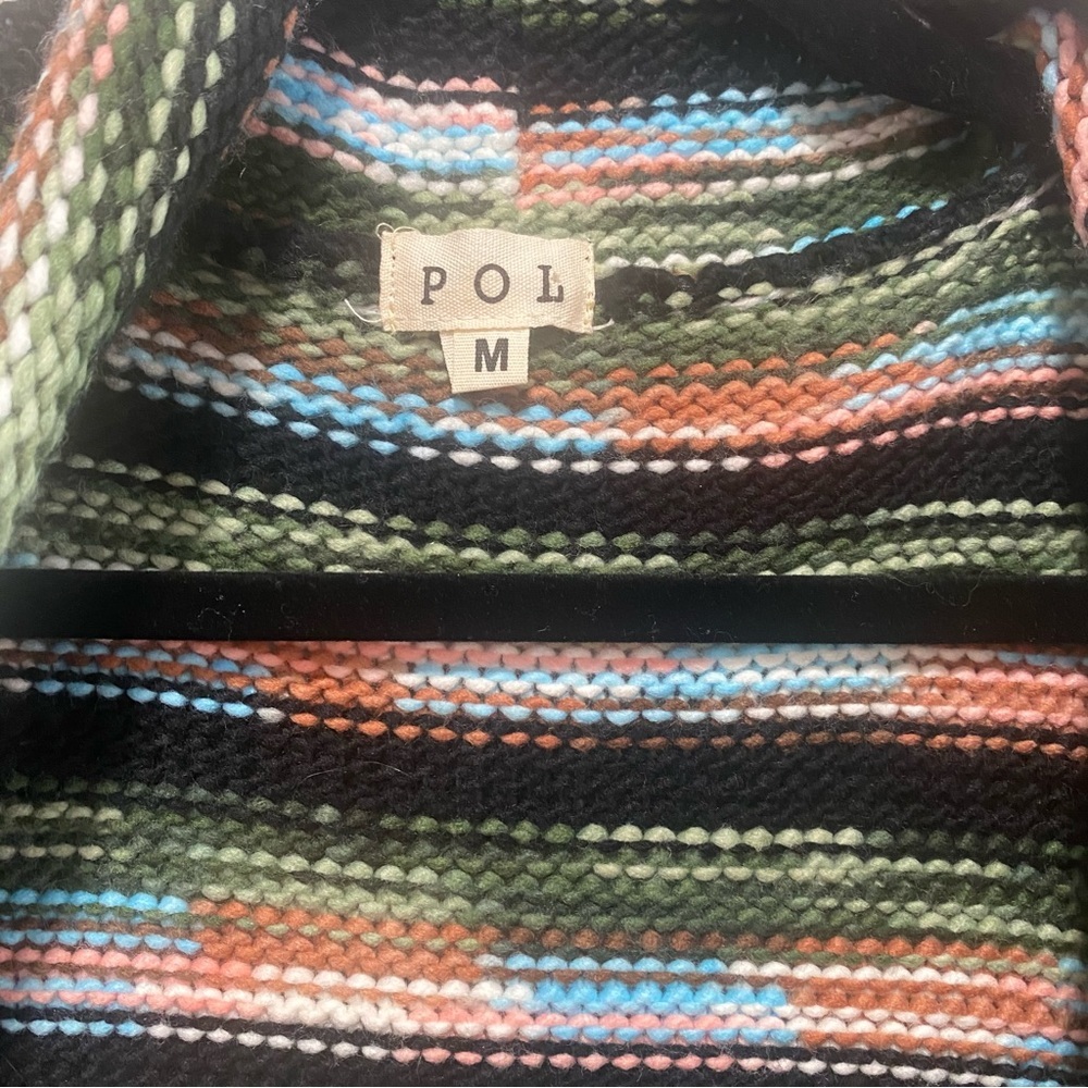 POL Striped Fringe Knit Cardigan in Brown, Green, Cream - Picture 5 of 13
